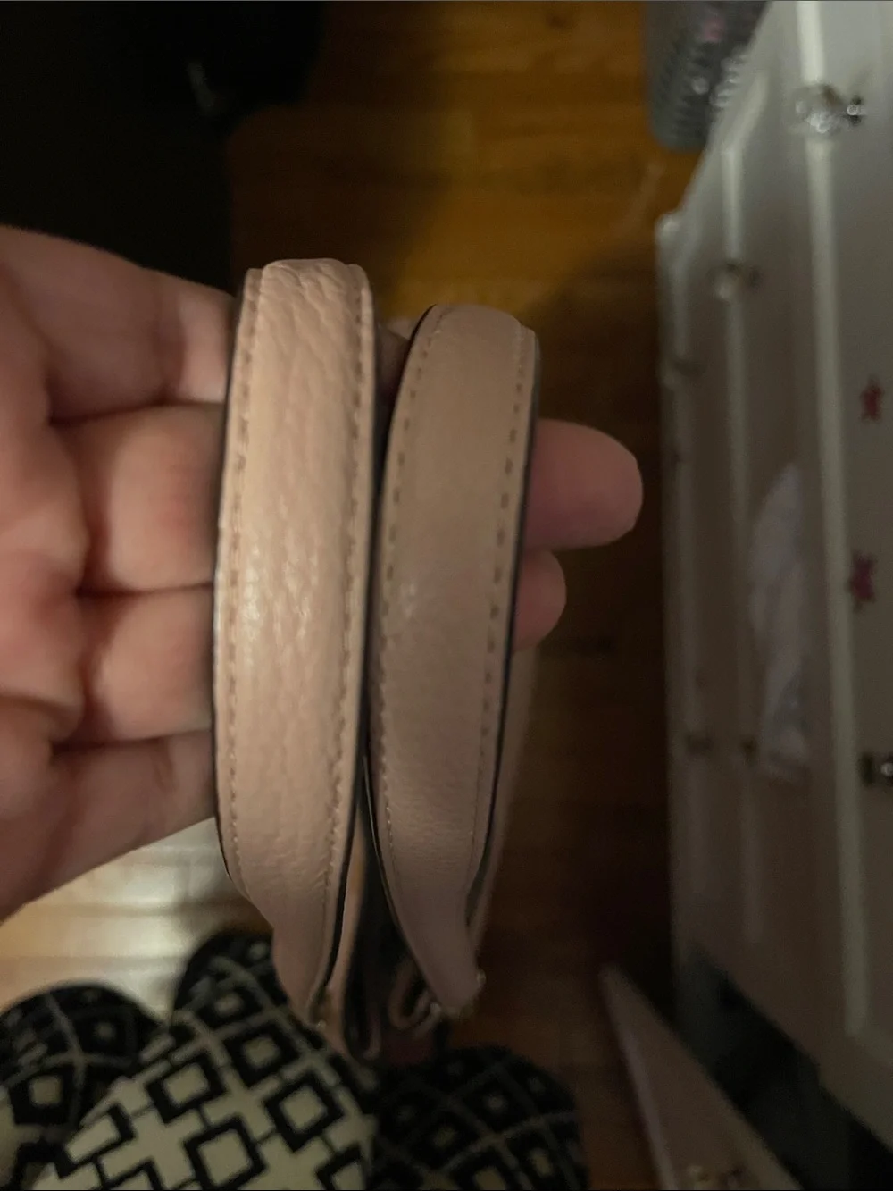 kate spade Blush Pink Pebbled Leather Shoulder Bag with Chain Accents